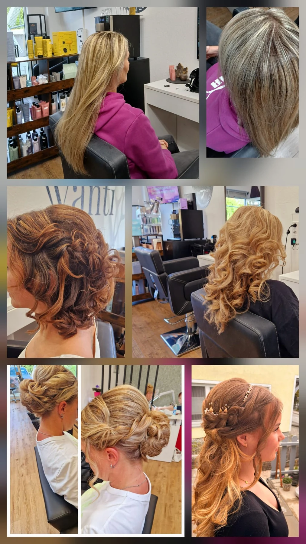 Collage mit mehreren Frisuren und Stylings aus dem Salon